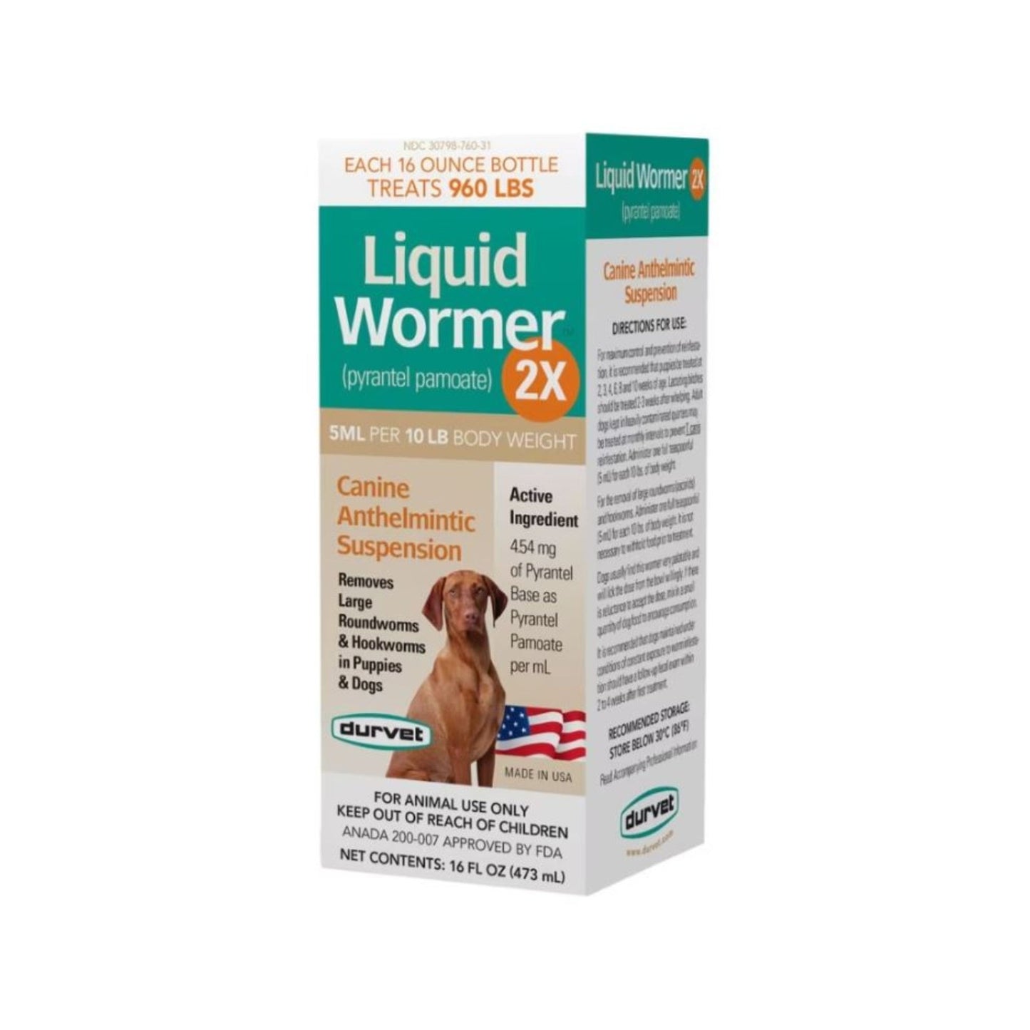 Durvet Liquid Wormer 2X For Dogs & Puppies 16oz.