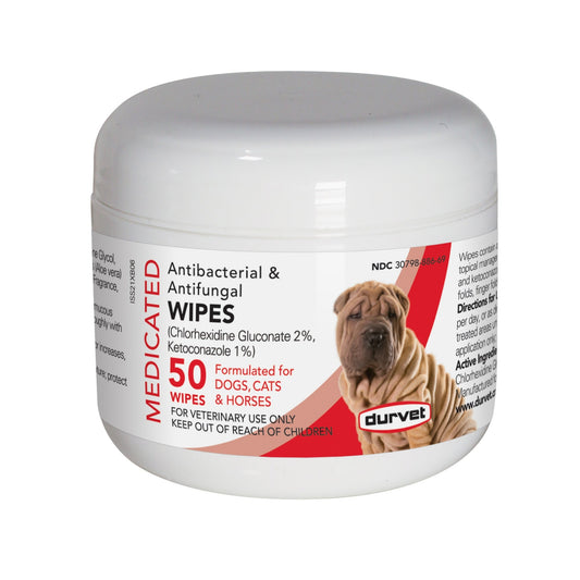 Durvet Antibacterial & Antifungal Pet Wipes 50 count