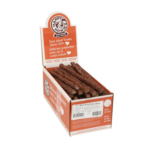 Happy Howie Dog Beef Woof Stix 11 Inch 46 Pack