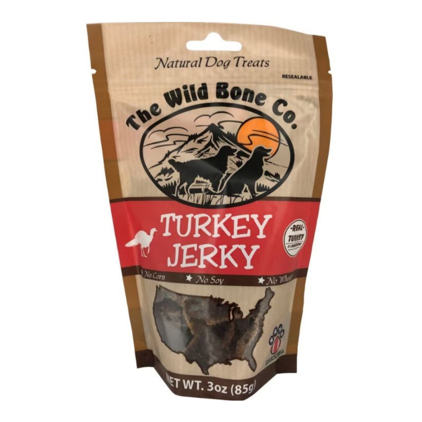 The Wild Bone Co. Natural Jerky Dog Treats Turkey 3oz.