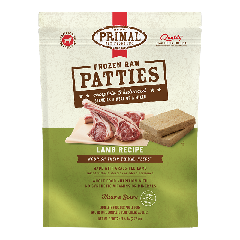 PRIMAL DOG FROZEN PATTIE LAMB 6LB