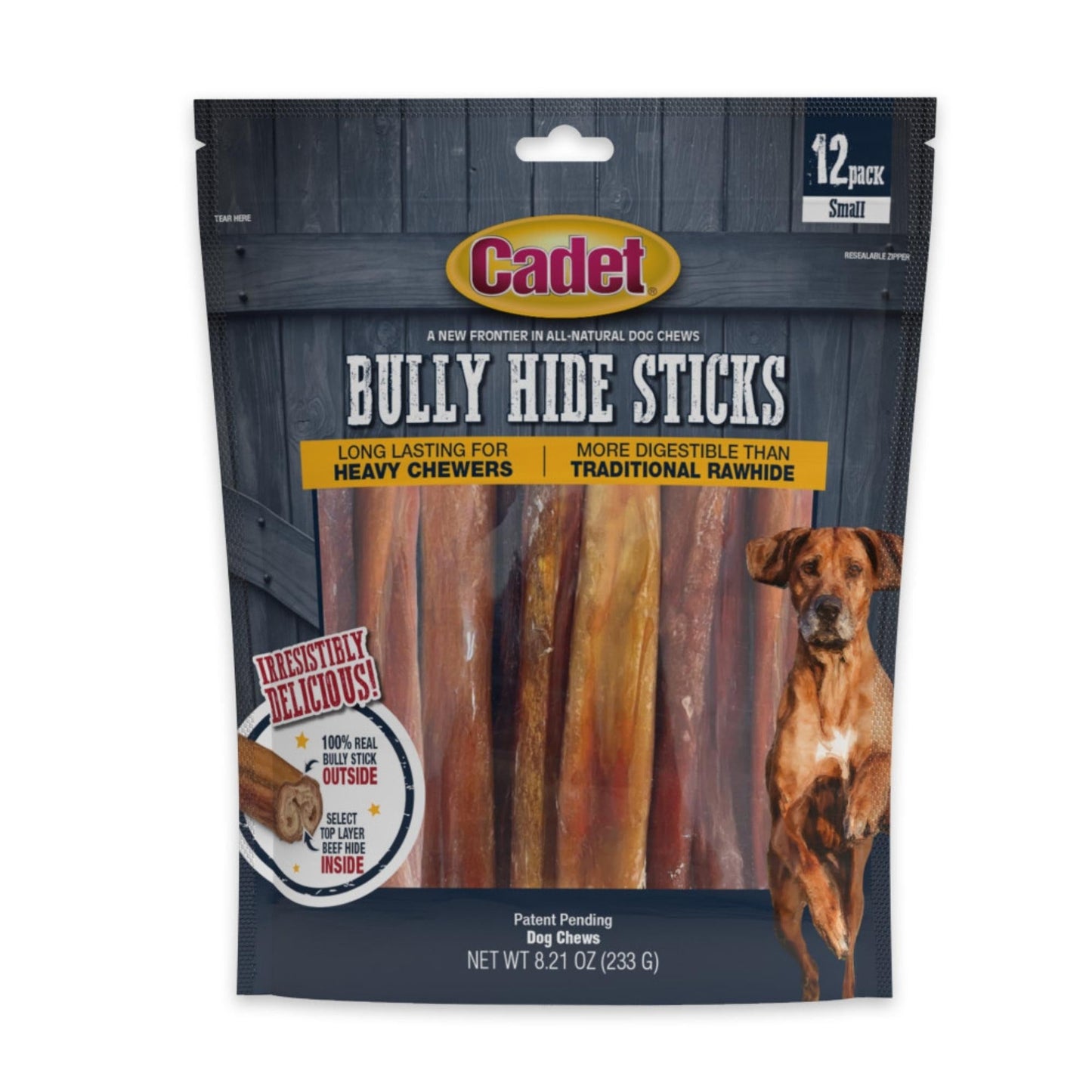 Cadet Bully Hide Sticks All-Natural Dog Chews Small Stick, 1ea/12 ct