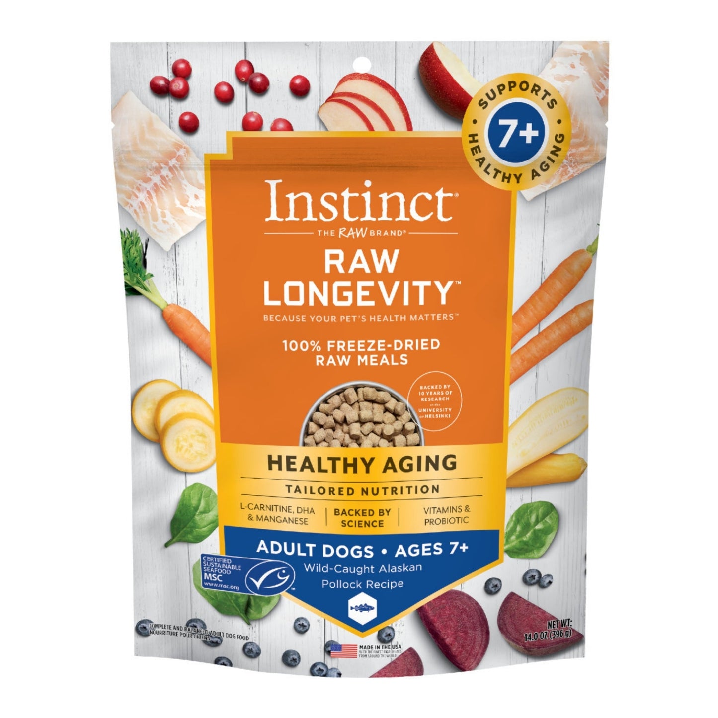 Natures Variety Raw Longevity Dog Freeze-dried 14oz. 7+ Alaskan Pollock Bites