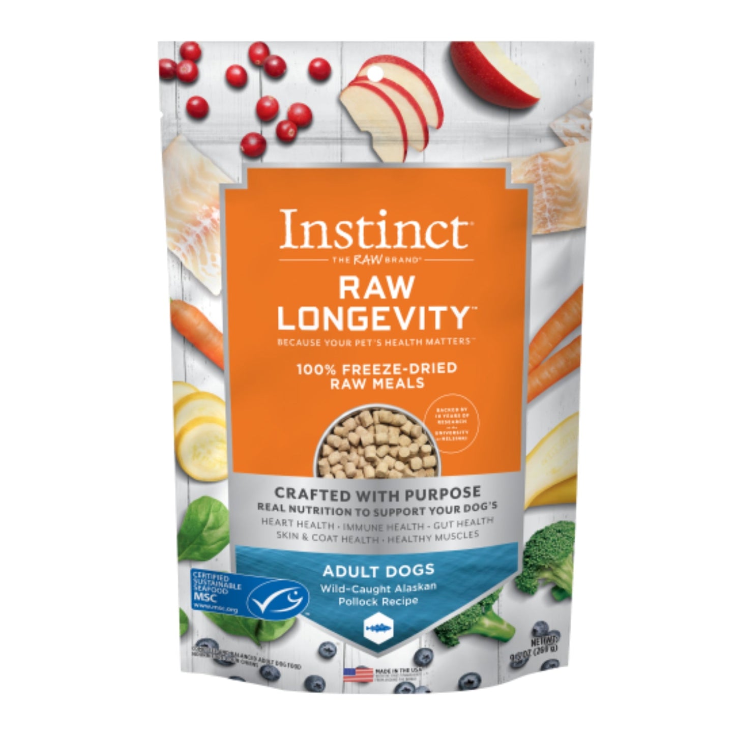 Natures Variety Longevity Dog Freez-dried Meals 9.5oz. Pollock