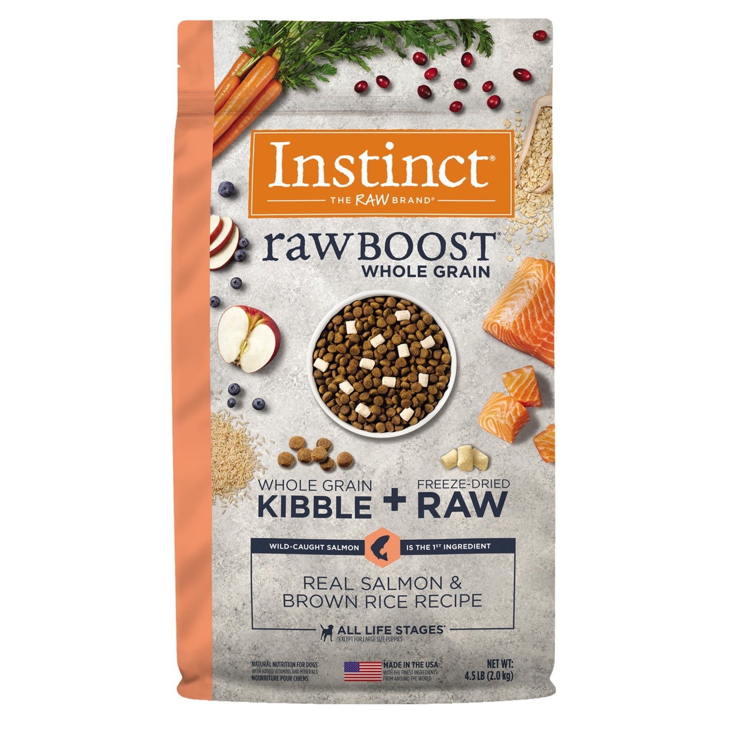 Natures Variety Dog Instinct Raw Boost Wholegrain Salmon Brown Rice  4.5Lb