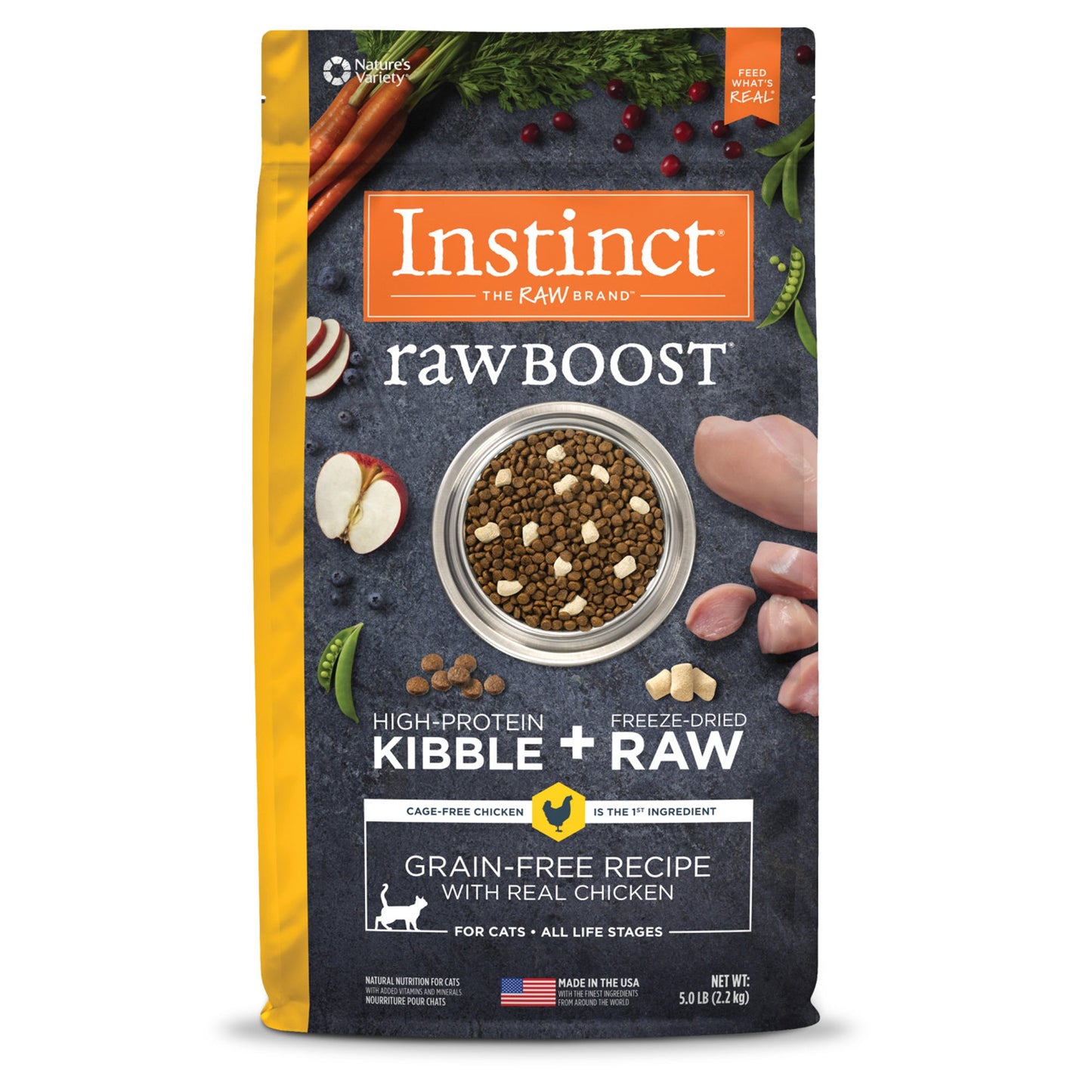 Natures Variety Instinct Cat Raw Boost Chicken 5Lb Grain free (Case of 4)