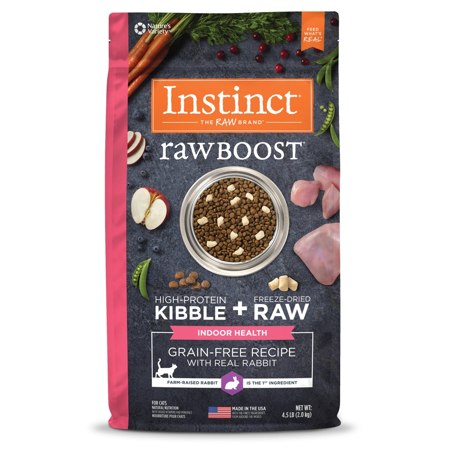 Natures Variety Instinct Cat Raw Boost Indoor Health Rabbit 4.5Lb Grain free (Case of 4)