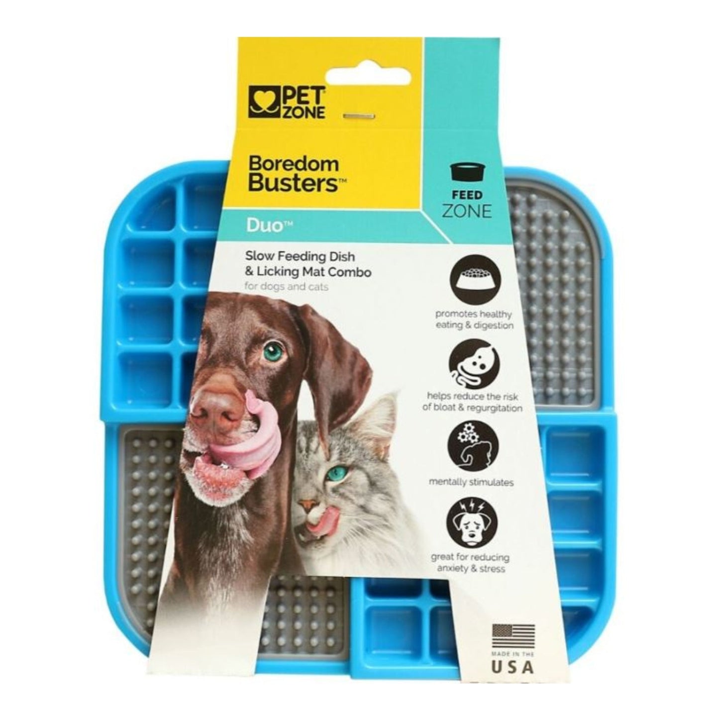 Pet Zone Boredom Busterz Duo Slow Feeder/Licking Mat Blue/Gray