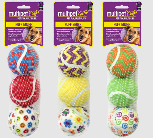 Multipet Tennis Ball 3Pack (Assorted)