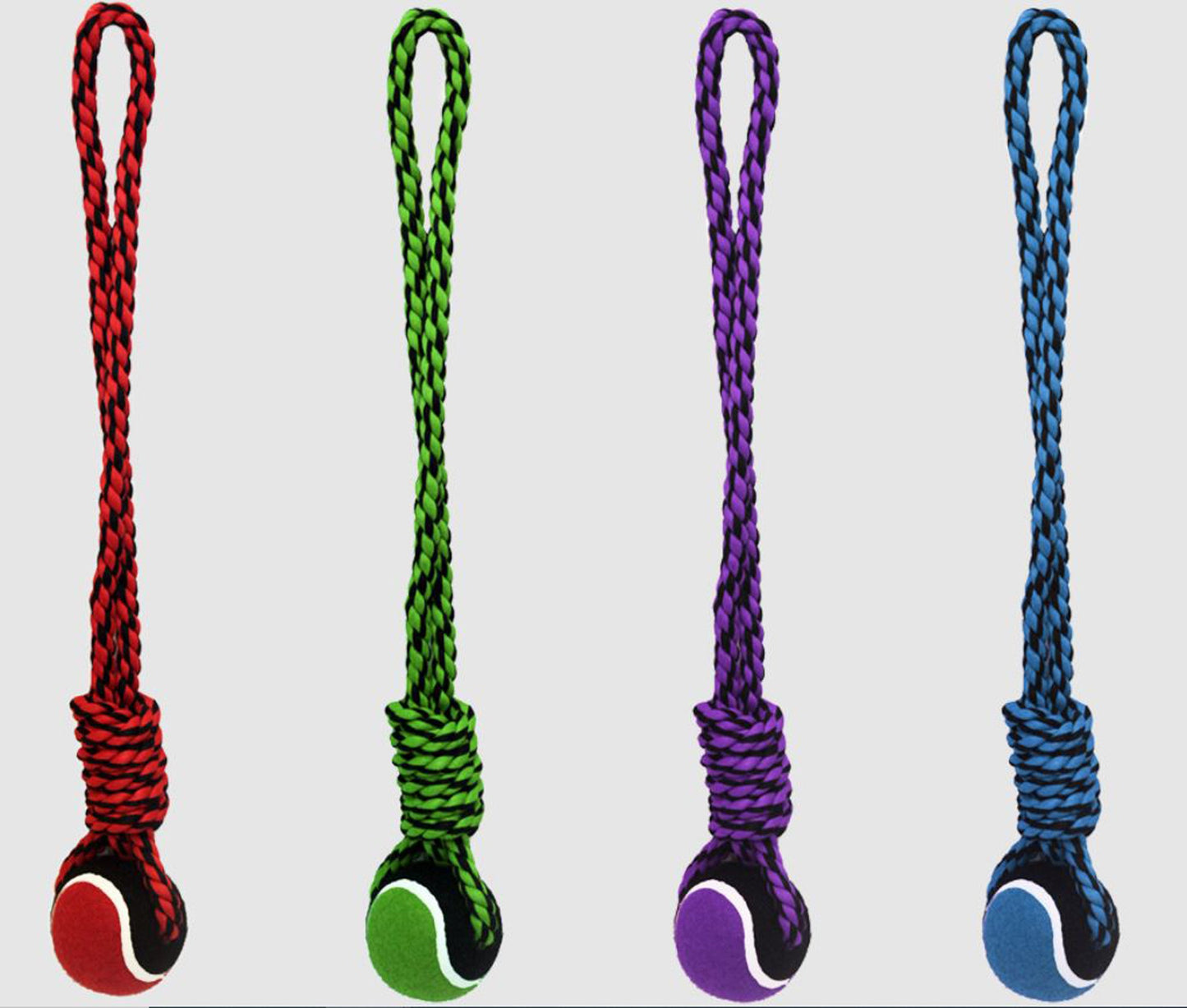 Multipet Nuts for Knots 20in Rope Tug Dog Toy With Tennis Ball Assorted 1ea/20 in, LG