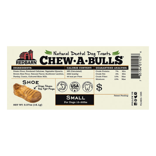 Redbarn Pet Products Chew-A-Bulls Dental Dog Treat Shoe 75ea/1 pk, SM