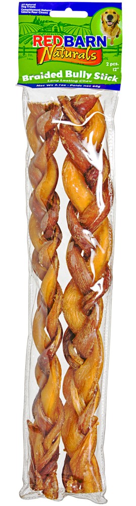 REDBARN Dog Bully Stick Braided 12in., 2 Pack (Case of 12)