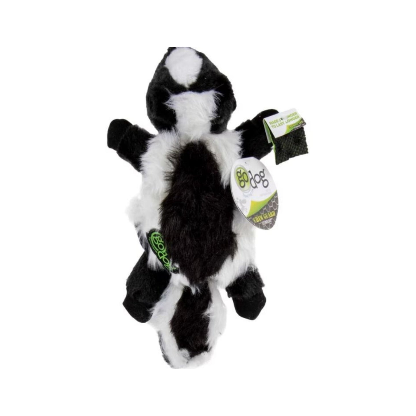 Godog Flatz Skunk Squeaky Plush Flattie Dog Toy Black Large