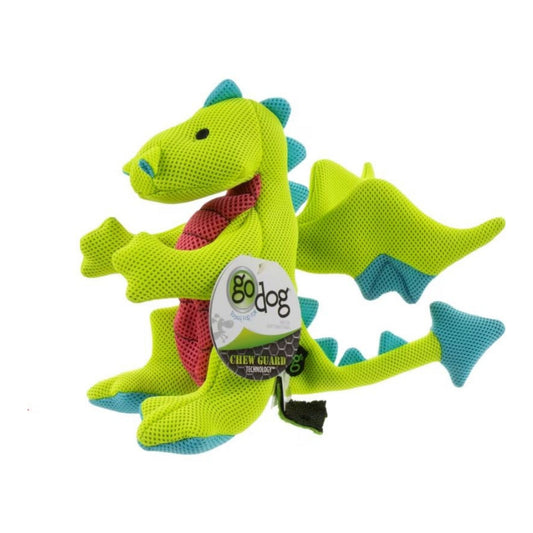 Godog Dragons Squeaky Plush Dog Toy Green Large