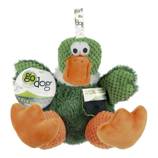 Godog Checkers Sitting Duck Dog Toy Green Large