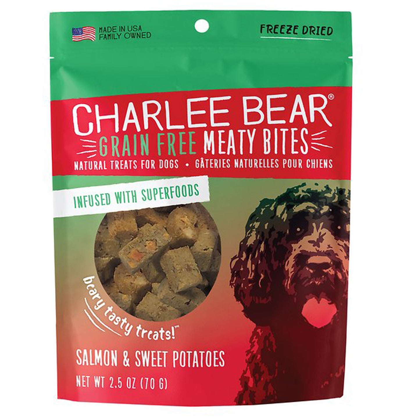 Charlee Bear Dog Meaty Bites Salmon & Sweet Potato 2.5oz.