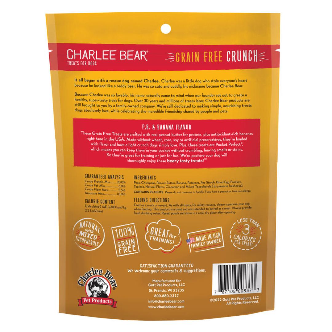 Charlee Bear Dog Crunch Grain Free Peanut Butter & Banana 8Oz