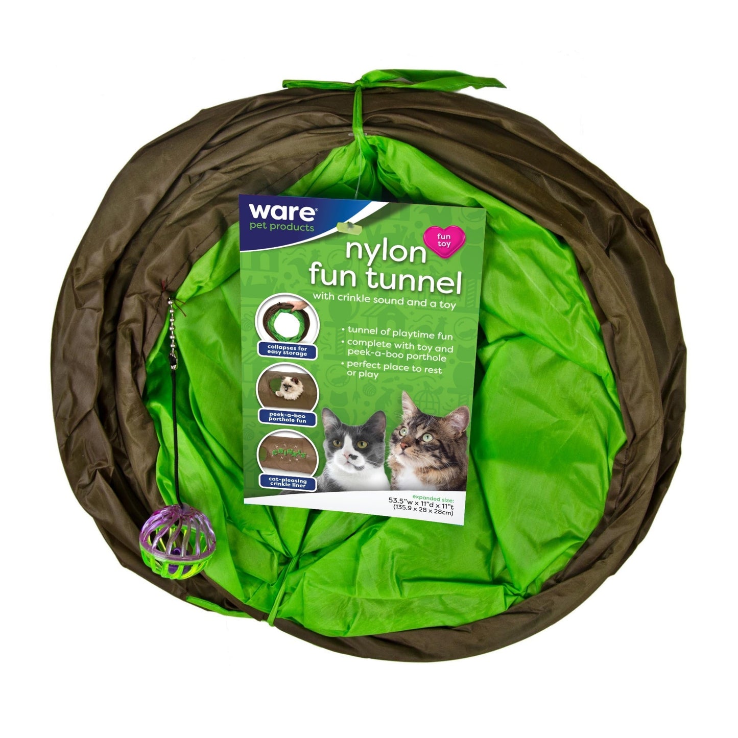 Ware Nylon Fun Tunnel Brown/Green 11 x 11 x 53.5in.