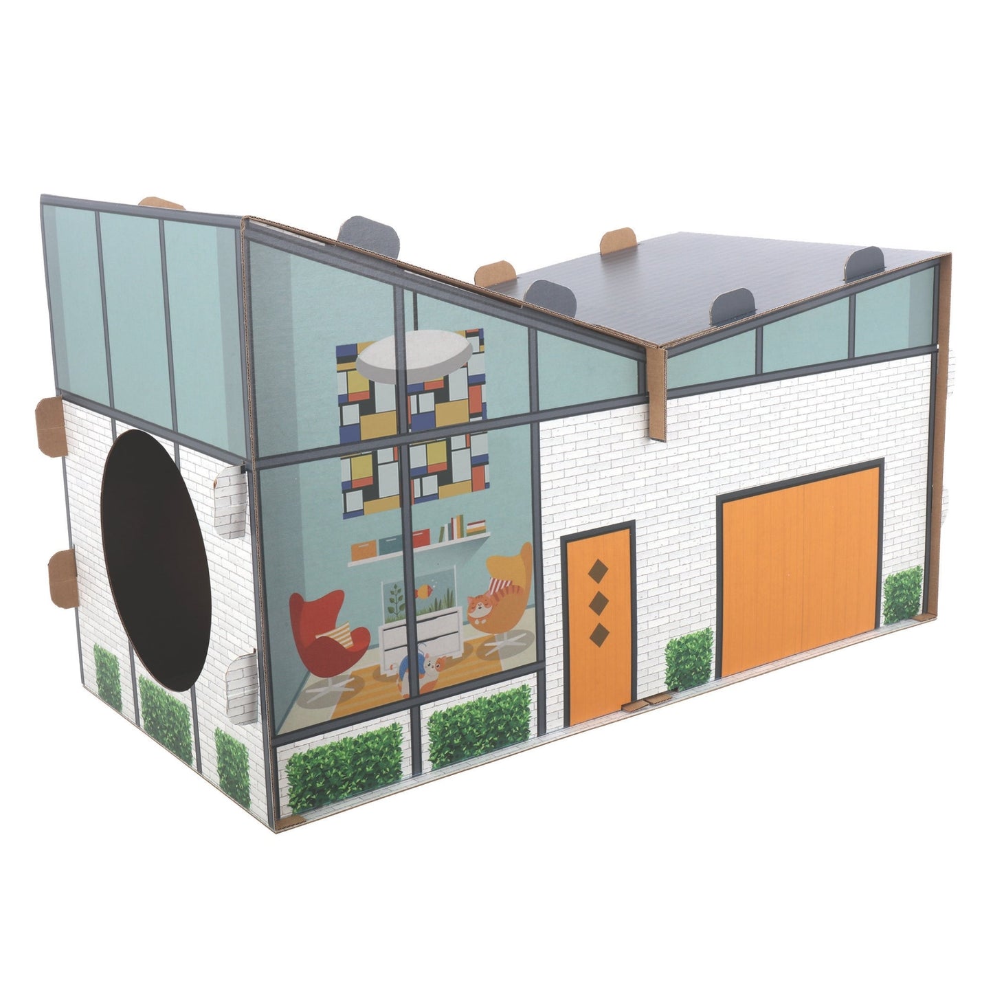 Ware Contemporary Kitty Carboard Play House 27.75 x 14 x 17.5in.