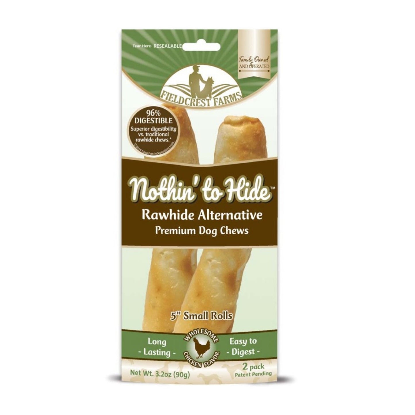 Fieldcrest Farms Nothin' To Hide Roll Dog Treat Chicken 1ea/5 in, SM, 2 pk