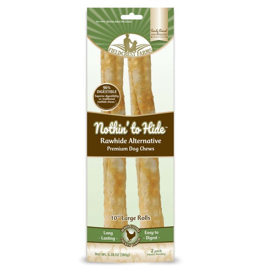 Fieldcrest Farms Nothin' To Hide Roll Dog Treat Chicken 1ea/10 in, LG, 2 pk