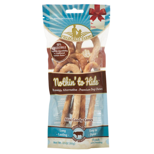 Fieldcrest Farms Nothin To Hide Mini Candy Cane Dog Treats Beef 1ea/6 pk