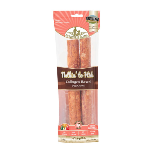 Fieldcrest Farms Nothin' to Hide Collagen Roll Dog Chew Salmon, 1ea/10 in, 2 pk