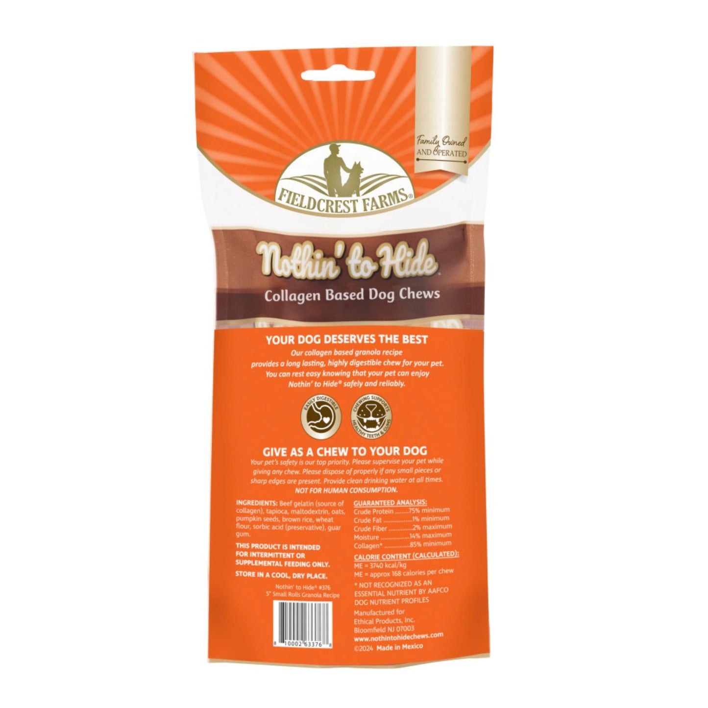 Fieldcrest Farms Nothin' To Hide Roll Dog Treat Granola, 1ea/SM, 5 in