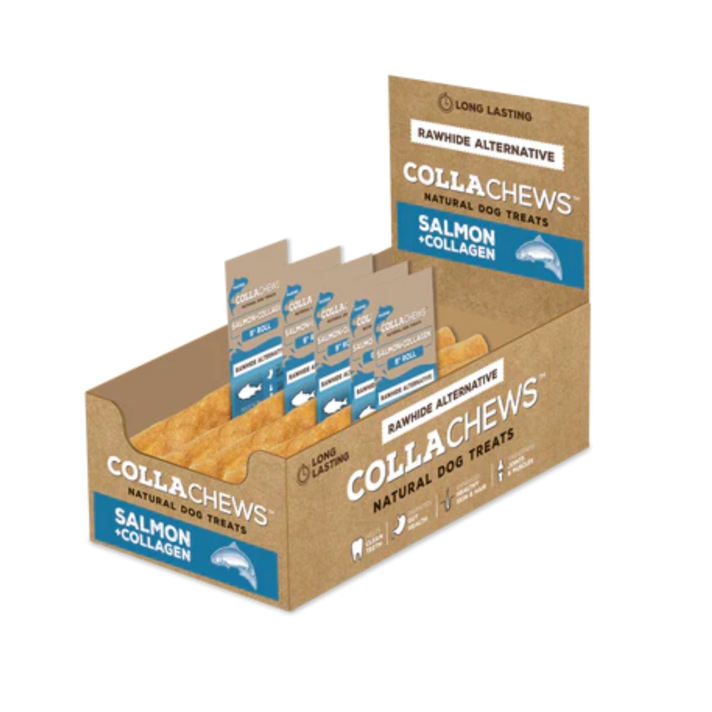 Collachews Collagen Roll PDQ Display Salmon 9in. 20 Count