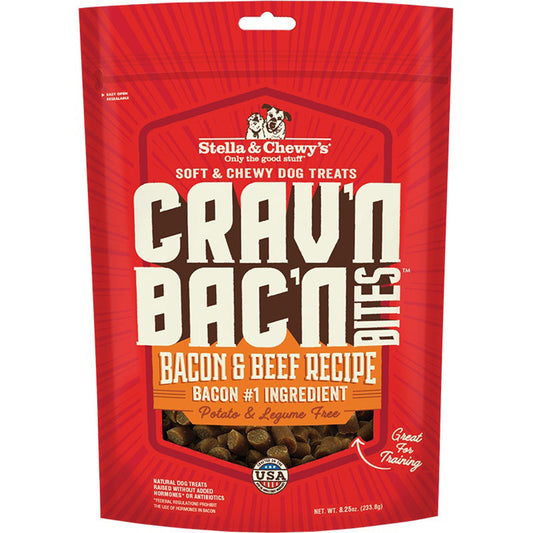 Stella and Chewys Dog Cravn Bacon Bites Beef 8.25oz.