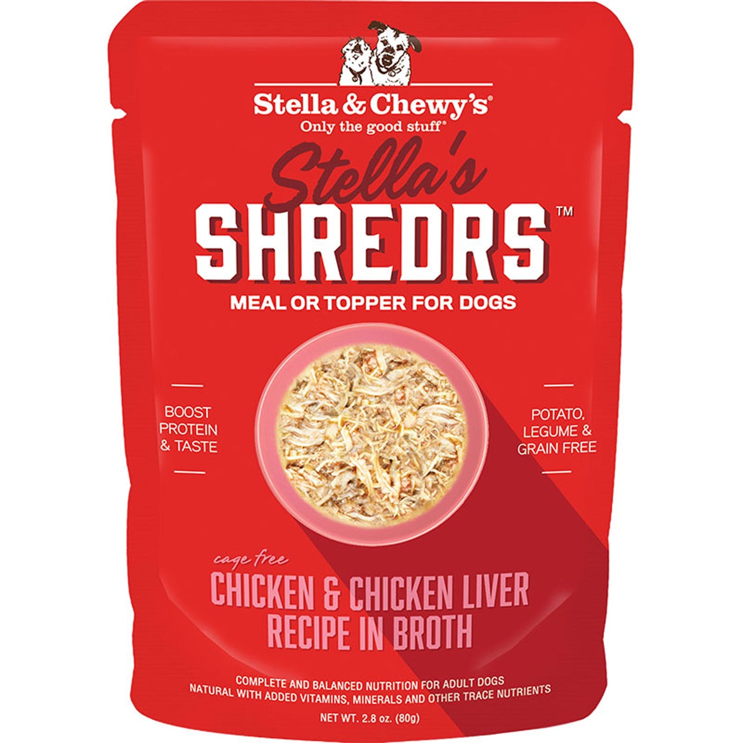 Stella and Chewys Dog Shredrs Chicken And Liver 2.8oz. (Case of 24)