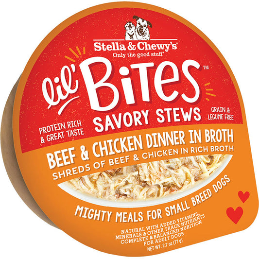 Stella and Chewys Dog Lil Bites Savory Stew Beef And Chicken 2.7oz. (Case of 12)