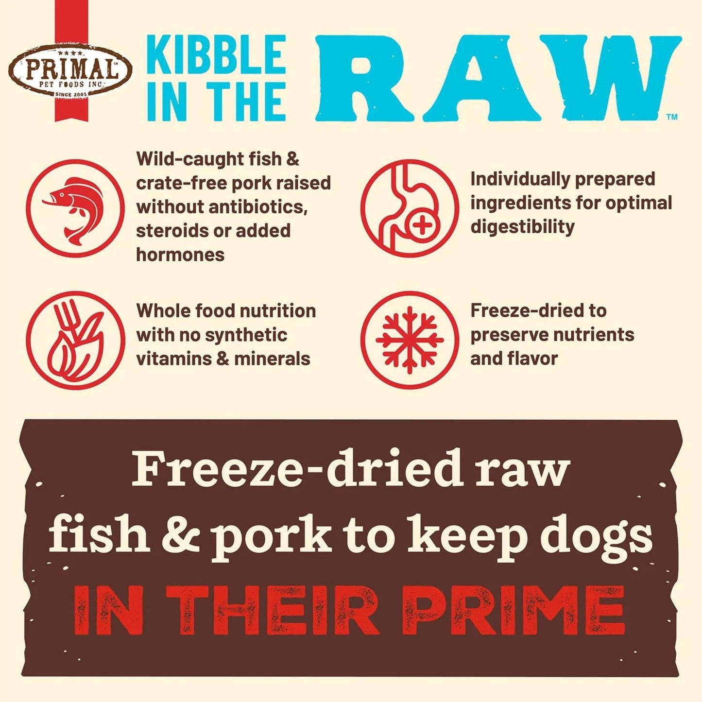 Primal Dog Freeze-Dried Kibble In The Raw Fish 9Lb