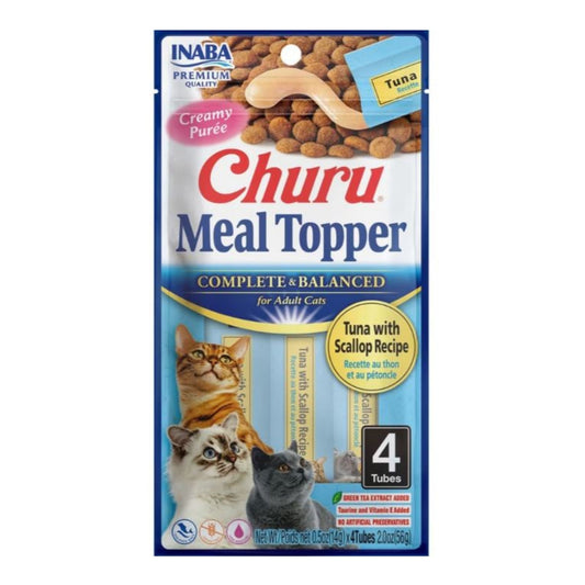 Inaba Churu Complete & Balanced Topper For Cats Tuna/Scallop 2oz.-4 Pk (Case of 6)