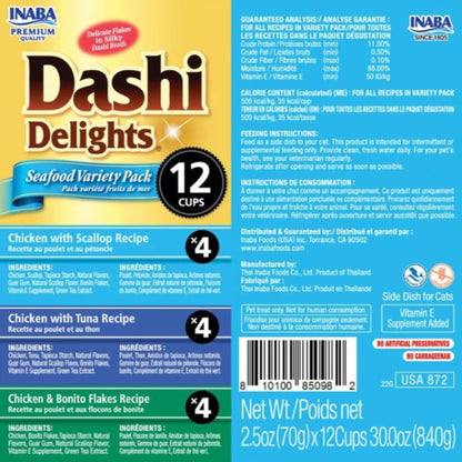 Inaba Dashi Delights Flakes In Broth Variety Pack Seafood 30oz.-12 Pk