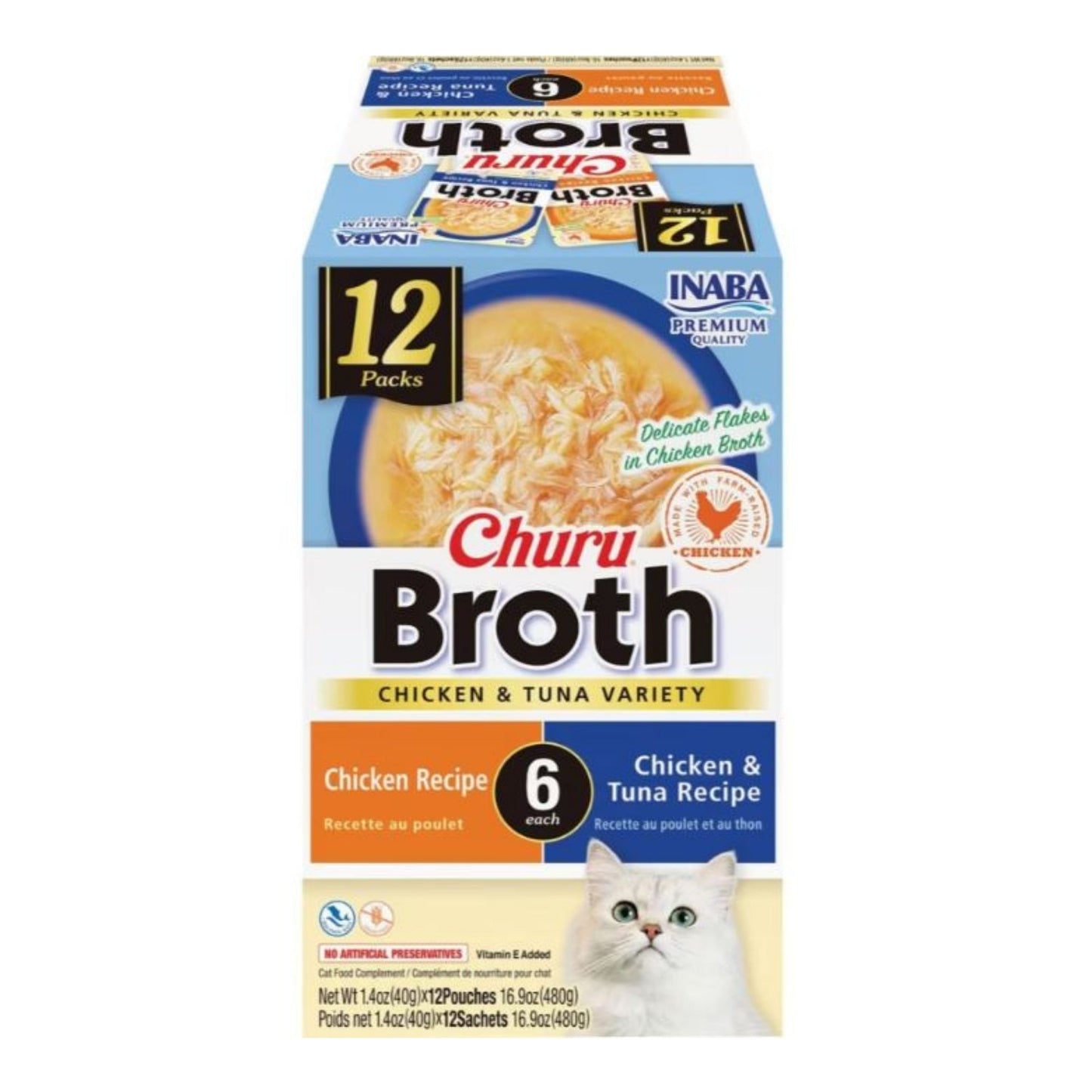 Inaba Churu Broth Variety Pack Chicken/Tuna 16.8oz.-12 Pk