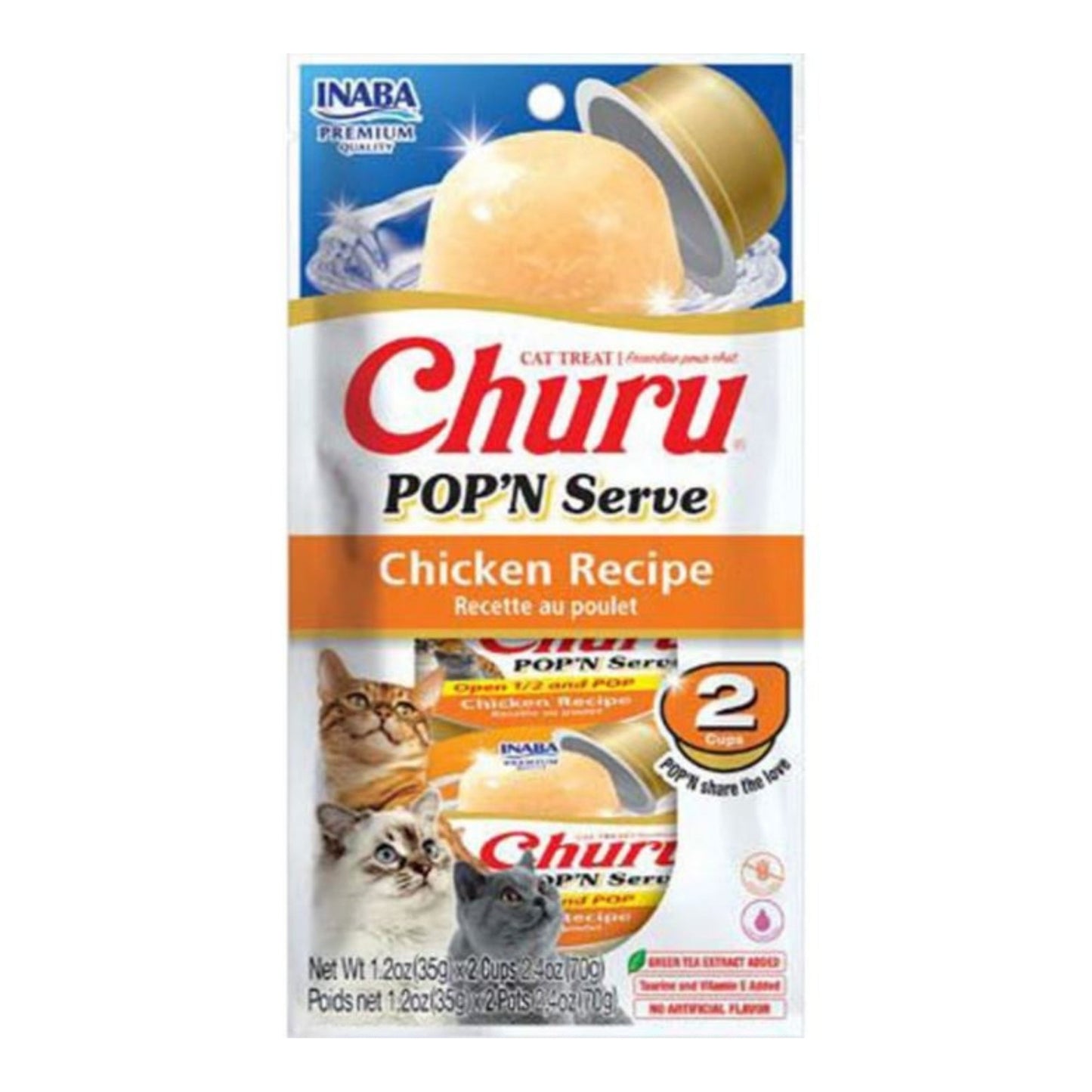 Inaba Churu Pop'N Serve Cat Treat Chicken With Scallop 2.46oz. (Case of 4)