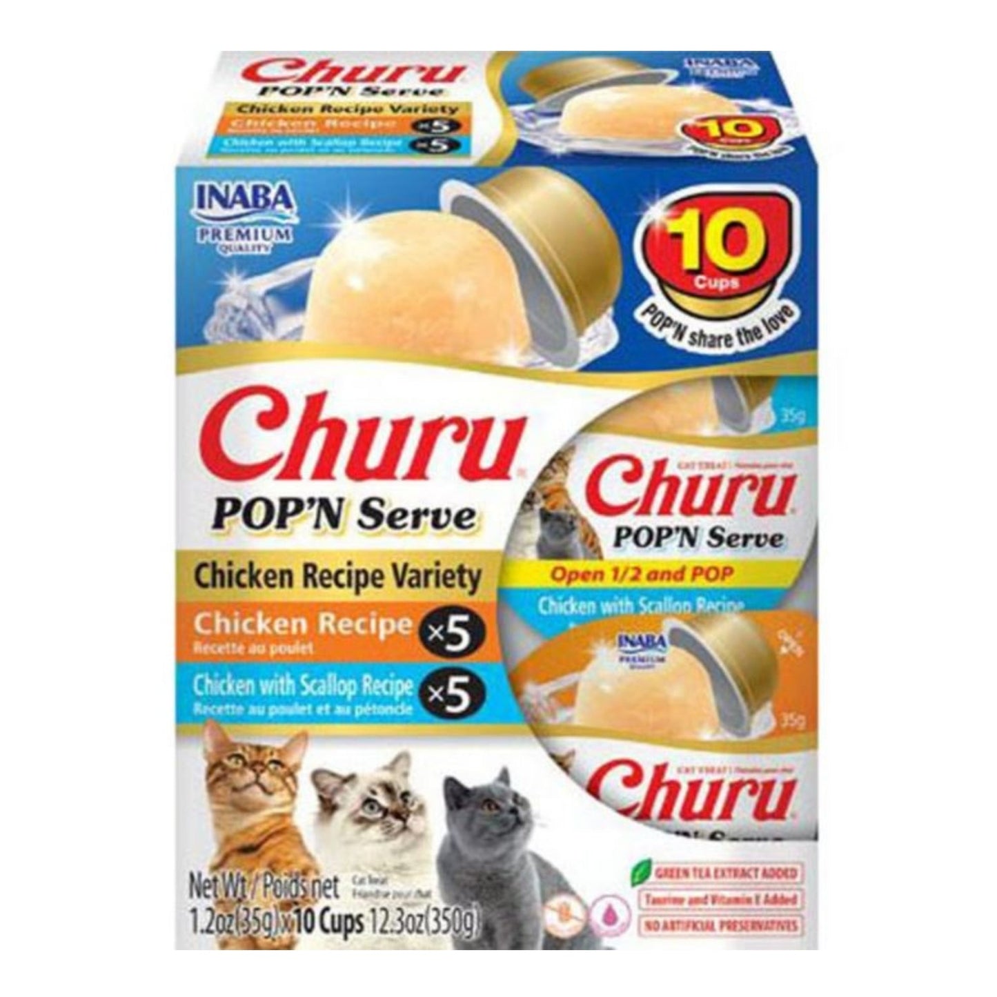 Inaba Churu Pop'N Serve Variety Pack Cat Treat Chicken Variety 12.3oz.