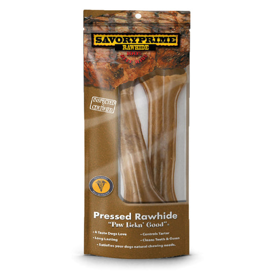 Savory Prime Pressed Rawhide Bones Bagged Natural 1ea/8.5 in, 2 pk