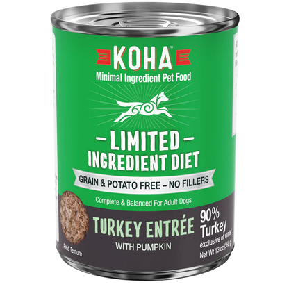 Koha Dog Limited Ingredient Grain Free 90% Turkey 13oz. (Case of 12)