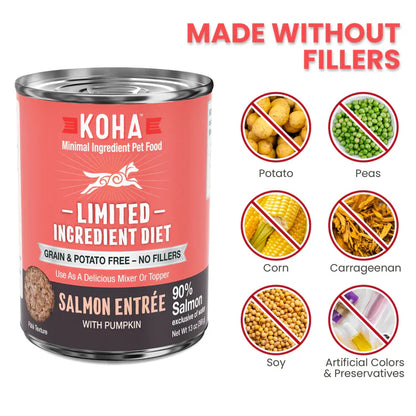 Koha Dog Limited Ingredient Grain Free 90% Salmon 13oz. (Case of 12)