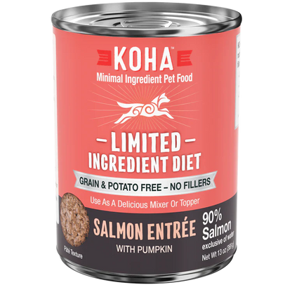 Koha Dog Limited Ingredient Grain Free 90% Salmon 13oz. (Case of 12)