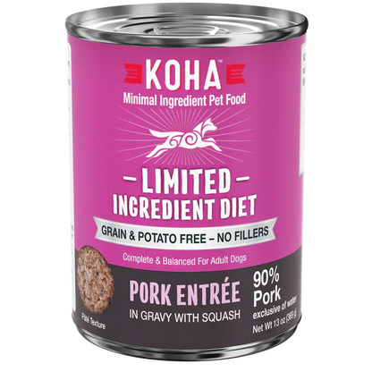 Koha Dog Limited Ingredient Grain Free 90% Pork 13oz. (Case of 12)