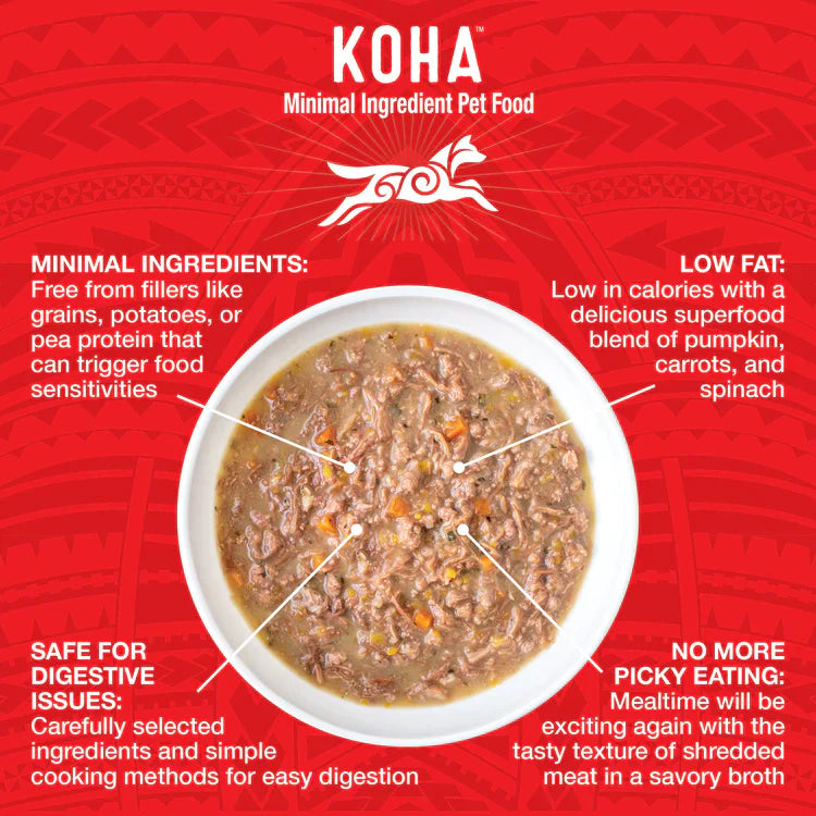 Koha Dog Grain Free Shredded Beef 12.5oz. (Case of 12)