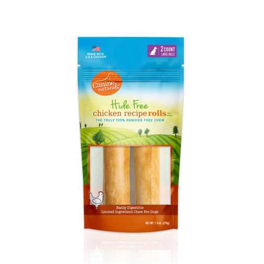 Canine Natural Hide Free 7" Chicken Large Roll 2Pk