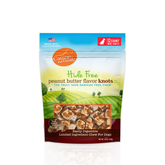 Canine Natural Hide Free Peanut Butter Mini Knot 12Pk