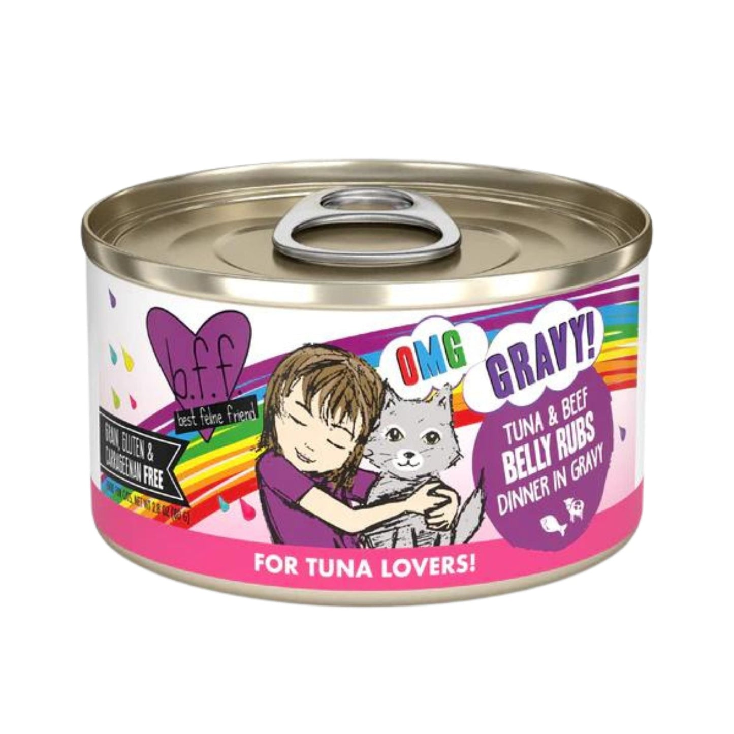 BFF Cat Omg Tuna and Beef Belly Rubs Dinner in Gravy 2.8oz. (Case of 12)