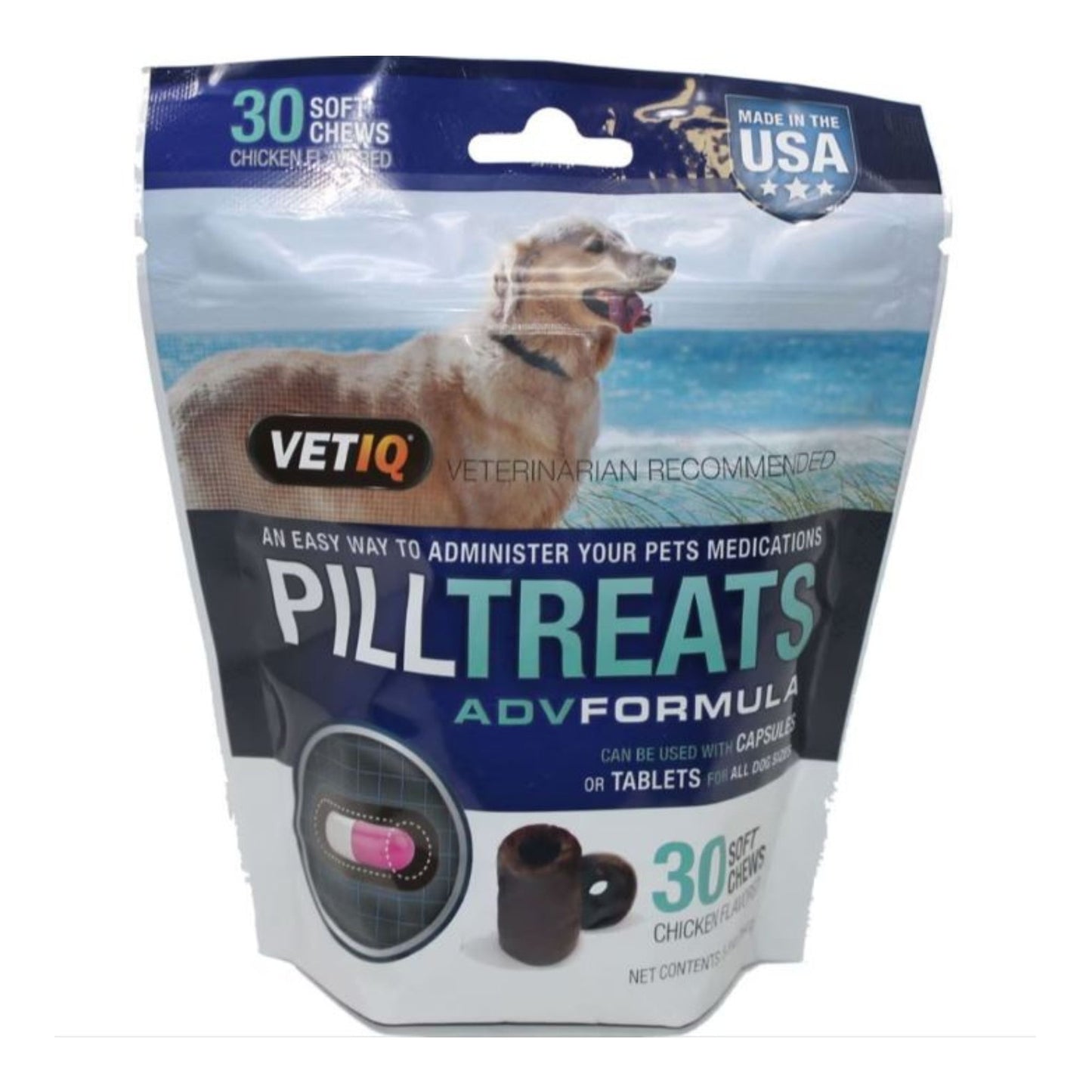 Vetiq Pill Treats Adv Formula USA Soft Chews Chicken 30count