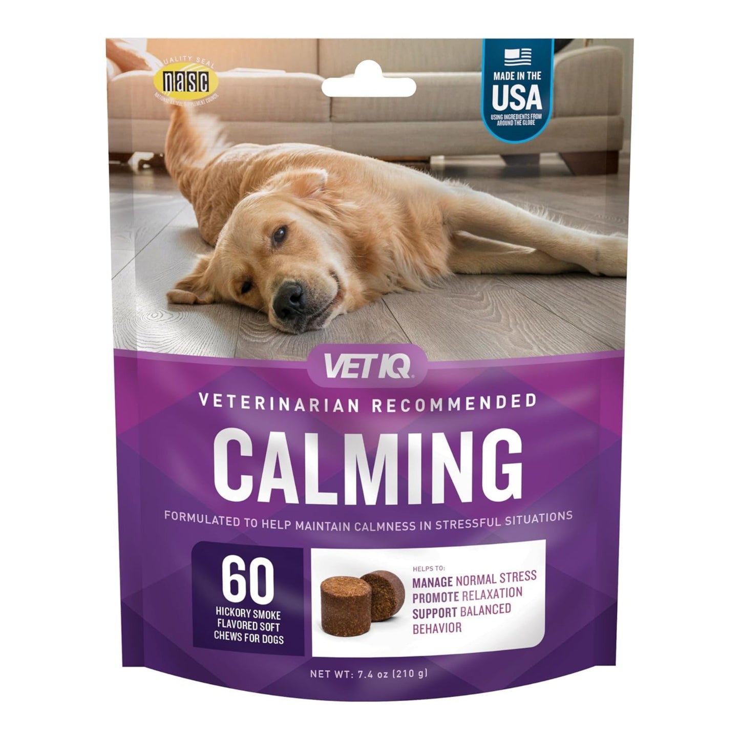 Vetiq Calming Soft Chew Hickory Smoke 60count