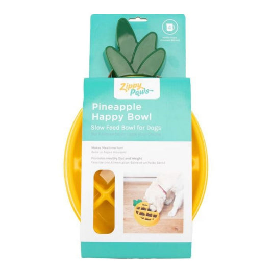 Zippypaws Happy Bowl Slow Feeder Pineapple Yellow Medium